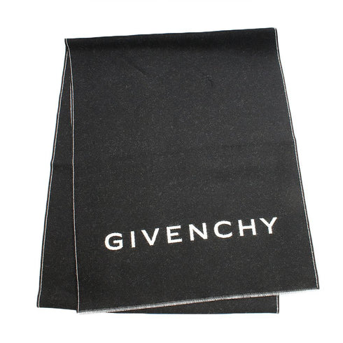 ジバンシィ GIVENCHY マフラー GV3518-J4546-1 メンズ ビッグロゴ ブラック ホワイト